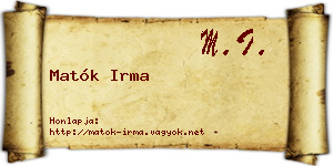 Matók Irma névjegykártya